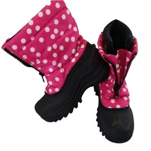 Girl's Itasca Snow Boots Pink with White Polka Dots Size‎ 11